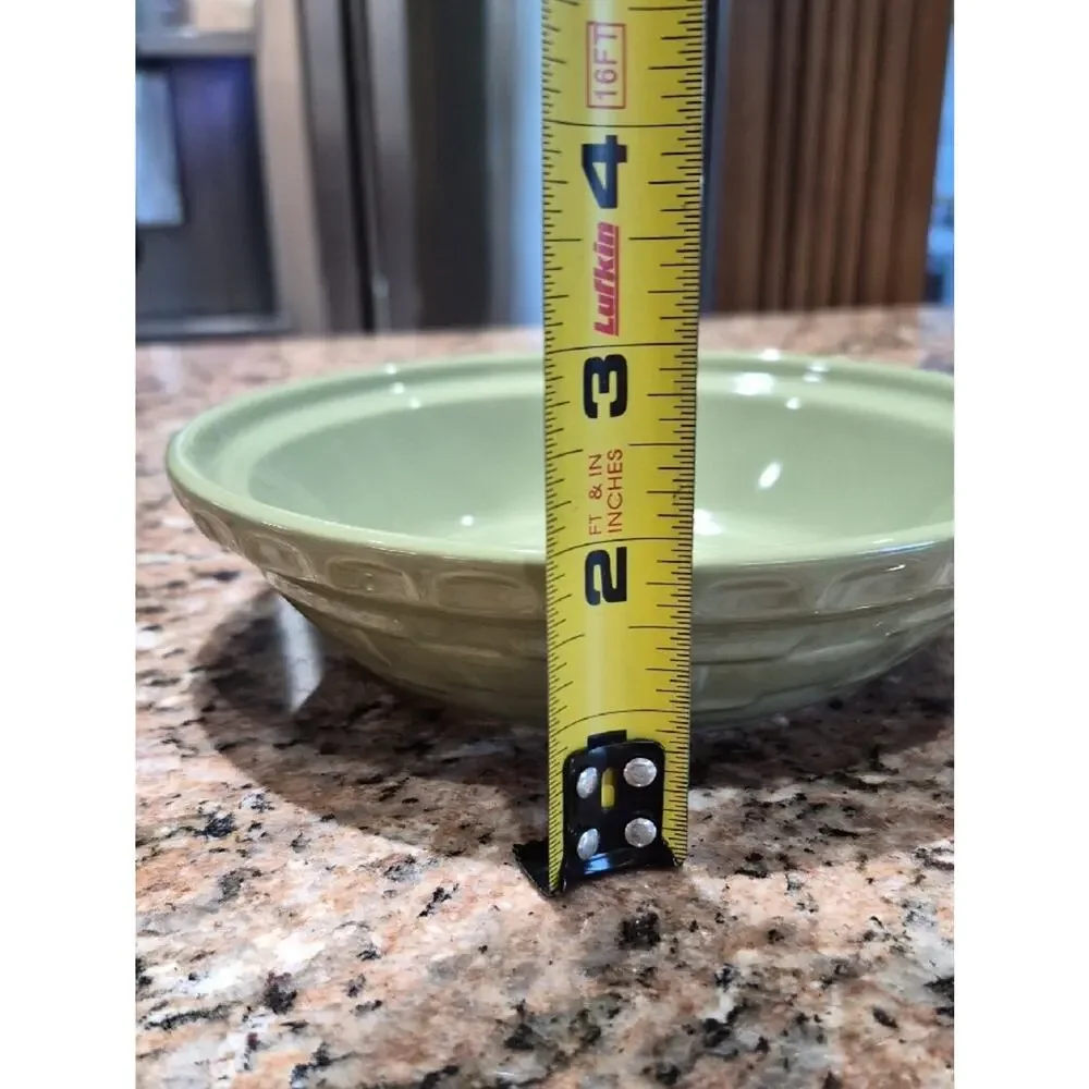 Longaberger Small Pie Plate Olive Green Ceramic Serving Bowl 7 1/4
